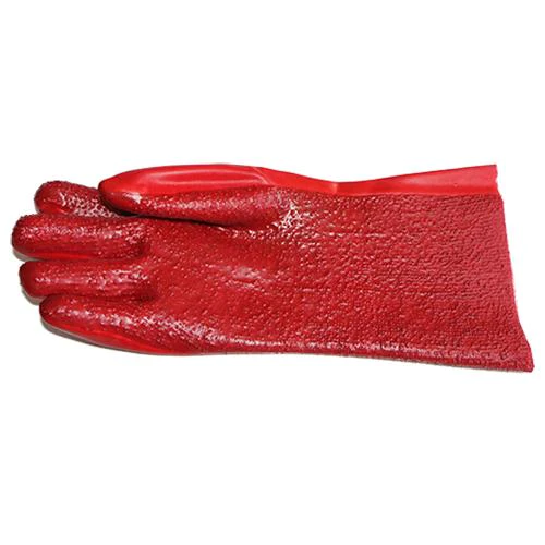 PVC Red Rough Palm Heavy Duty Glove, Open cuff 35cm